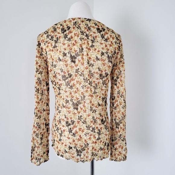 *Free With Purchase* Y2K long sleeve sheer blouse wrinkled texture floral - Picture 12 of 12